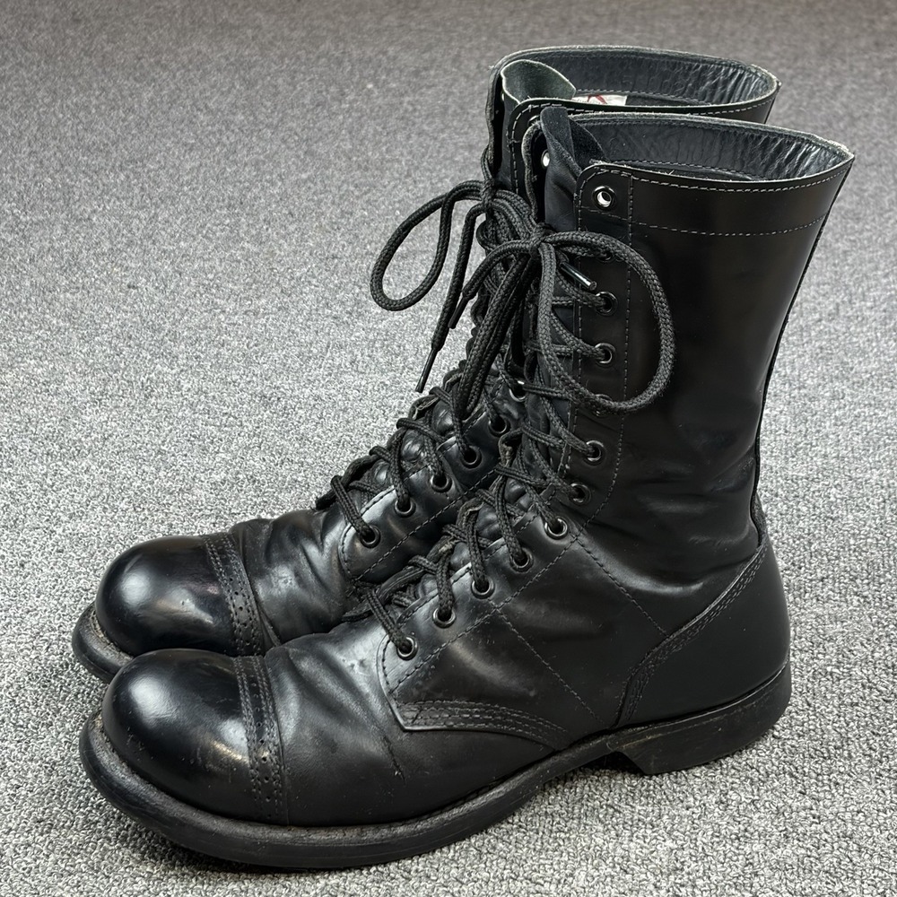 Vintage Corcoran Black Jump Boots Mens 10.5 Leather Military Combat Cap Toe USA